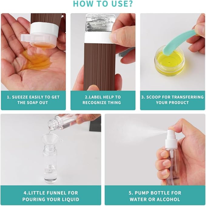 18Pack Travel Bottles for Toiletries TSA Approved Silicone Travel Containers for Toiletries, Leak Proof Refillable Liqus Shampoo And Conditioner travel Essentials toiletry Bottles (BPA Free) - Image 3