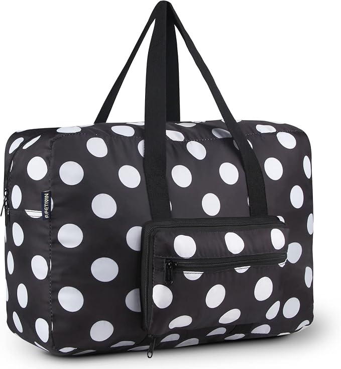 F.FETIVIN Weekender Bag Carry On Travel Duffle Medium Overnight Bag for Women(Black Dot) by FFETIVIN