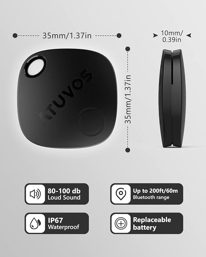 ATUVOS Air Tracker Tag-1 Pack, Bluetooth Luggage Tracker Works with Apple Find My APP (iOS Only, Not for Android), Keys Finder and Item Locator for Luggage, Backpack, Suitcases, Replaceable Battery - Image 9