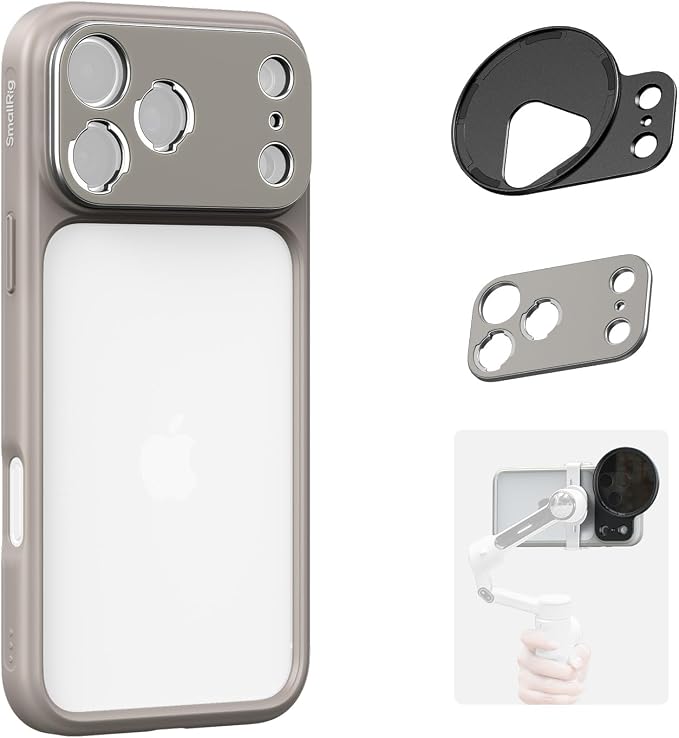 SMALLRIG FilMov Bumper Phone Case for iPhone 17 Pro Max, Hollow Back Design with Lens Backplate, 67mm Filter Adapter Compatible with Phone Gimbal Stabilizers, for DJI for Insta360, Gray- 5794 by SmallRig
