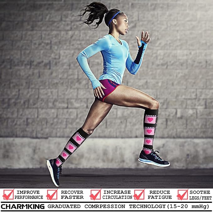 CHARMKING 6 Pairs-Compression Socks for Women & Men Circulation Best Support for Nurses, Running, Athletic,Flight Travel - Image 2