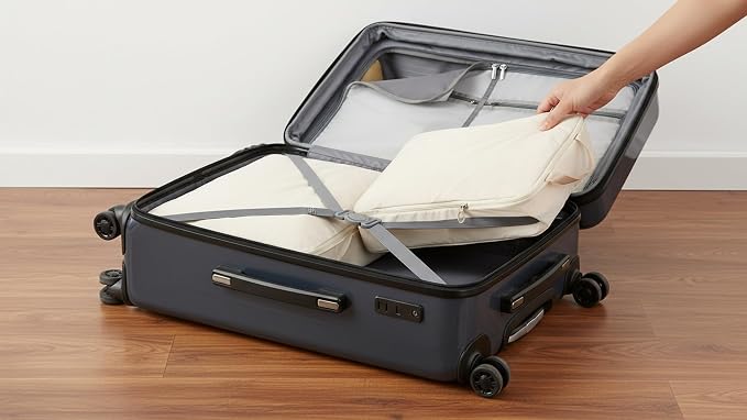 4 Set Compression Packing Cubes, Expandable Travel Organizer Bags, Water-Repellent Nylon, Space-Saving Luggage Set for Suitcase, Carry-on, Home Storage (4, Beige, Compression) - Image 7