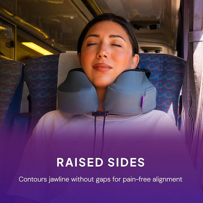 Cabeau Evolution S3 Airplane Travel Pillow for Long Flights - Supportive Memory Foam Body Positioner with Seat Straps to Secure Your Head and Neck and Provides 360 Support (Jet Black) - Image 7