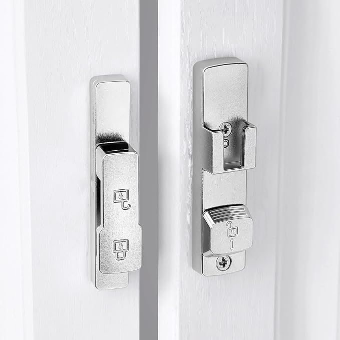 2 Packs Silvery 180 Degree Barn Door Lock,Flip Gate Latches Hardware | Zinc Alloy Door Lock,Sliding Door Latches,for bedroom,drawer,pet enclosures,cabinet,garage,window - Image 7