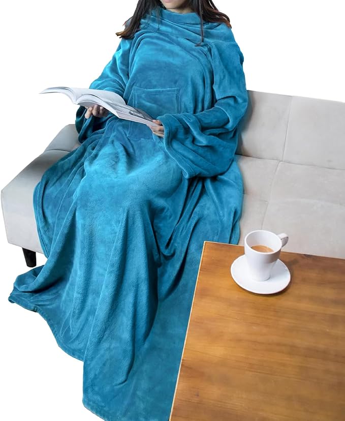 PAVILIA Wearable Blanket with Sleeves for Adult Women Men, Cozy Fleece Warm Wrap Throw with Arms, Gifts for Christmas, Wife by PAVILIA