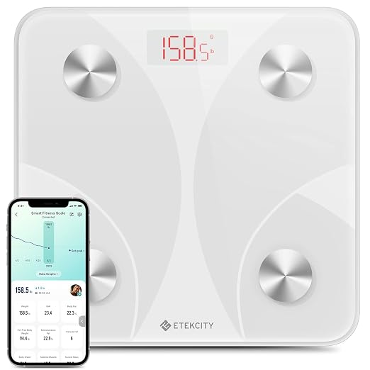 Etekcity Smart Scale for Body Weight, Body Fat, Water Weight, White, 400 lb by Etekcity