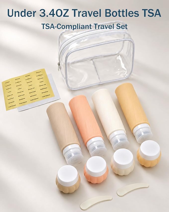 Redfly 13-Piece TSA-Approved Travel Size Bottles for Toiletries, Leak proof | Travel Size Containers, BPA-free silicone, clear toiletry bag, under 3.4oz, wide mouth,travel essentials for shampoo, lotion - Image 7