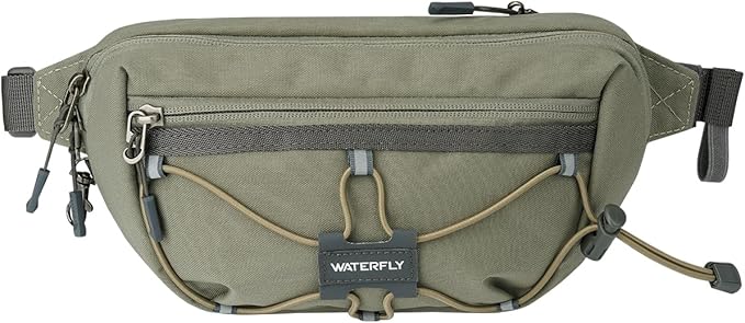 WATERFLY Small Fanny Pack RFID Blocking Travel Hiking Crossbody Waist Bag | Anti-theft design, Water resistant, Lockable zipper, Hidden rear pocket, Lightweight hip belt bag, EDC Running, Cycling, Gym by Waterfly