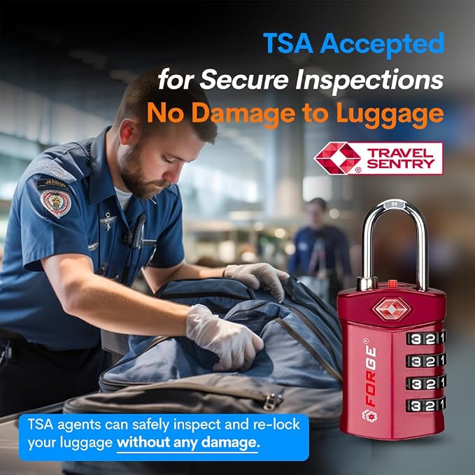 Forge Travel Lock,TSA Approved Luggage Locks for Air Travel, Gym Lockers, School Lockers, Pelican Cases, Gun Case, Easy Read Dials, Durable Alloy Body - Image 2