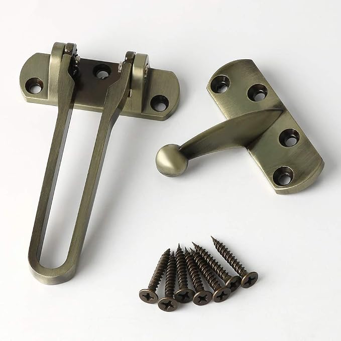 Alise Swing Bar Door Lock,Door Lock for Front Door and Inside Doors,Bronze | Security Door Guard Latch for Kids Safety Home Security,Hotel Latch Lock Front Door Child Lock - Image 9