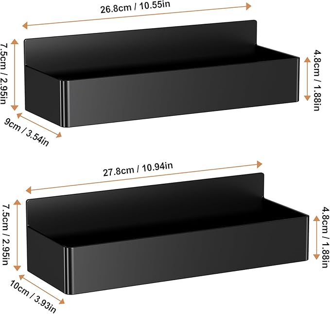 Mystozer Magnetic Spice Rack for Refrigerator, Kitchen Organizer and Storage Shelf, Black (2 Pack)… - Image 6