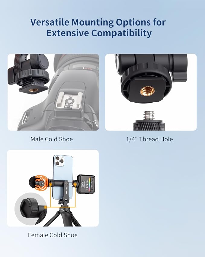 Lightweight Universal Phone Tripod Mount Adapter with 1/4" Screw and Cold Shoes, 360° Rotates Adjustable Smartphone Clamp Holder, Compatible with iPhone/Samsung/Andriods/Camera for Photography - Image 9
