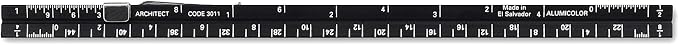 Alumicolor Aluminum Architect Pocket Drafting Scale With Clip, 6IN, Black - Image 2