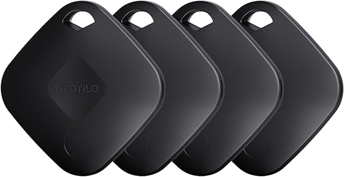 Real-time Positioning Tracker Tag(Only for Android, Not for iOS), Key Finder, Itme Tracker Work with Google Find Hub, Tracker for Key, Luggage, Backpack etc, 4 Pack Black by Yipoyilo
