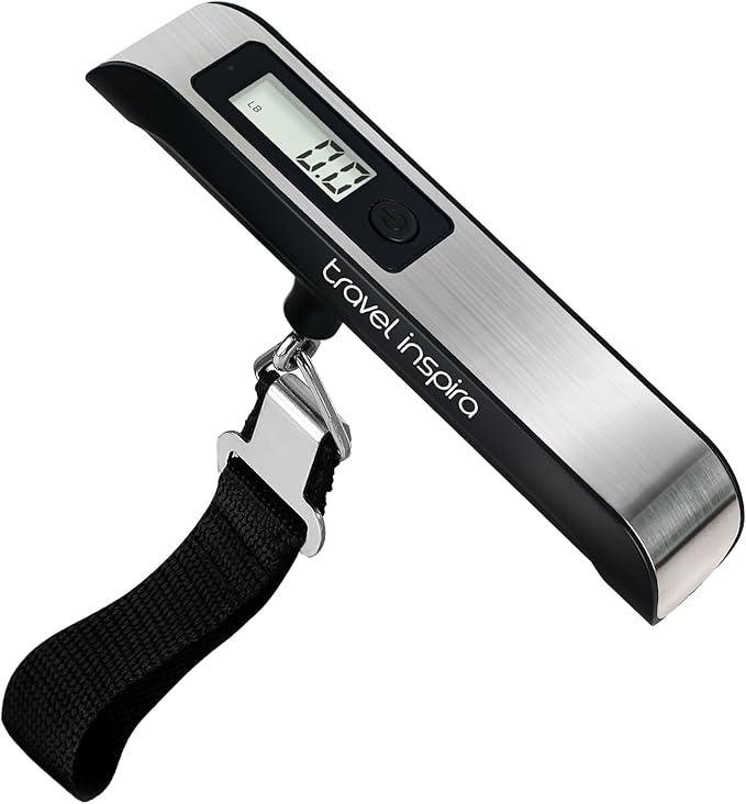 travel inspira Luggage Scale, Portable Digital Hanging Baggage Scale for Travel, Suitcase Weight Scale with Rubber Paint, 110 Pounds, Battery Included by TravelInspira