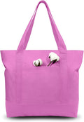 TOPDesign 3-Pack Canvas Tote Bags with an External Pocket, Reusable Grocery Shopping Bags, Top Zipper Closure, Daily Essentials (Light Purple) by TOPDesign