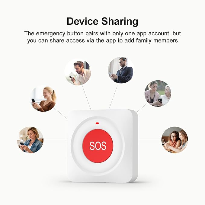 WiFi Call Button for Home Alarm System,Elderly Caregiver Caregiver Call Button with App Notification,Wireless Emergency Button SOS Alarm Bell,Work with Tuya No Monthly Fee,Waterproof - Image 6