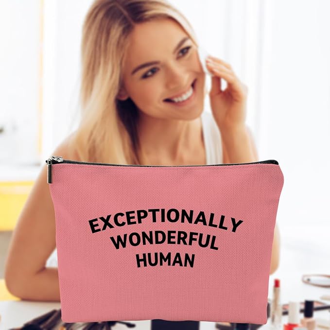 ZUYUROU Inspirational Makeup Bag Exceptionally Wonderful Human Cosmetic Pouch for Travel and Purse Organization Canvas Zipper Case Pink - Image 4
