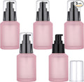 Segbeauty 2oz Frosted Glass Refillable Pump Bottles for Toiletries, 5pcs Travel Size Empty Bottles with Pumps for Cosmetics, 60ml Pink Travel Containers for Oils Bottle Dispenser Liquid Containers by Segbeauty
