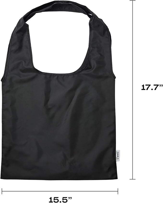 S'well Droplet Tote, Onyx Speckle, Reusable And Packable Tote Bag, Lightweight And Packs Into Silicone Capsule For Storage, Ideal For Grocery Store, Travel, Shopping, And More,One Size - Image 4