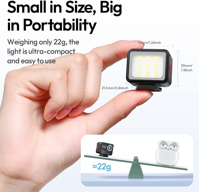 Ulanzi DG01 Magnetic Mini Cube Light for Action Camera DJI osmo Pocket 3 4 | Action 3 4 5 Led Fill Lights Accessories, With Cold Shoe Mount Soft Diffuser, 5600K 3 Brightness, For Phone Tripod Vlog Live - Image 4