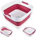 2.6 Gal(10L) Collapsible Camping Sink, Magenta Space-Saving Collapsible Dish Basin with Drain Plug for bottle washing, Collapsible Bucket for RV Essentials and Foot Soaking by Gimwa-foldtokeepopenformore