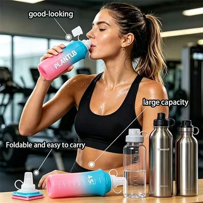 Soft Foldable Water Bottle, Gradient Blue and Pink | Unable to Stand - Image 3