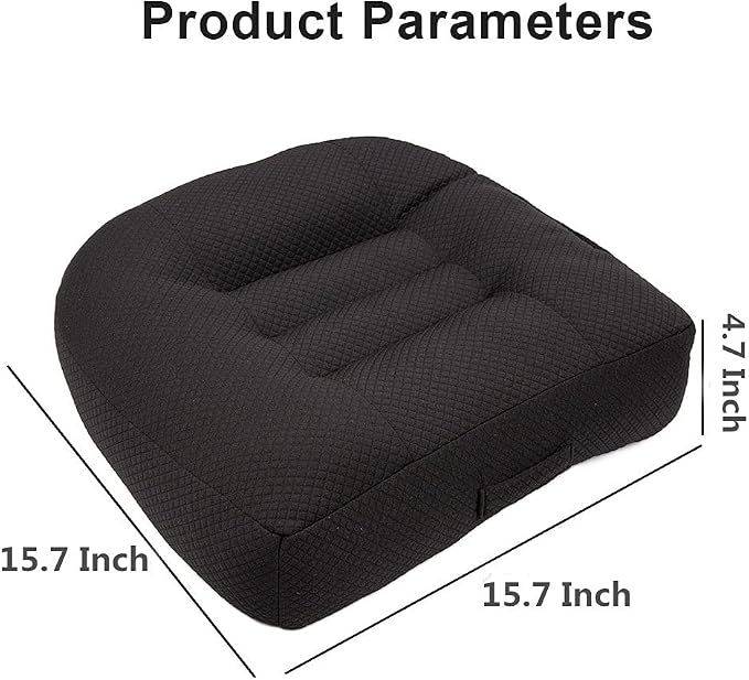 Srutirbo Car Booster Seat Cushion Raise The Height for Short People Driving Hip (Tailbone) and Lower Cack Fatigue Relief Suitable for Trucks, Cars, SUVs, Office Chairs, Wheelchairs (Pure Black) - Image 7