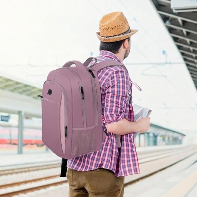 MATEIN Dark Purple Personal Item Backpack, Underseat 15.6 Inch Laptop Bag | Water Resistant Sturdy, Slim Daypack for College, Luggage Strap, Anti Theft, Gifts for Women, Dark Purple - Image 8