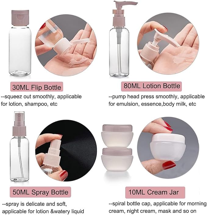 12pack Travel Bottles for Toiletries, TSA Approved Travel Size Toiletries Containers, Travel Bottles Set with Labels Leakproof Squeezable Refillable Airplane Travel Accessories - Image 3