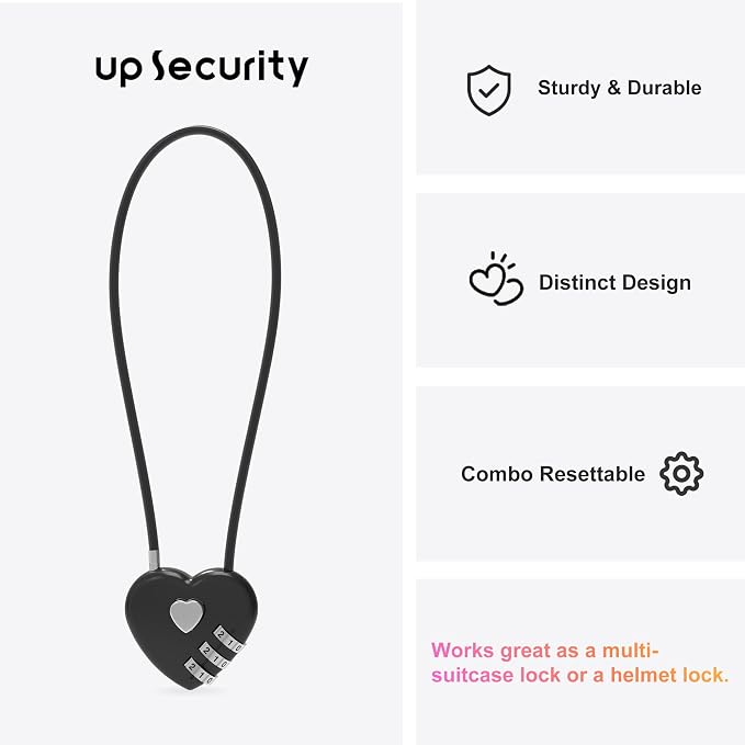 3 Digit Combination Lock Cable 1 ft, Combo Long Cable Lock with Code, Thin Wire Small Padlock Combination, for Travel Luggage, Backpack, Cabinet, Fridge Door, Bike Motorcycle Helmet - Image 2