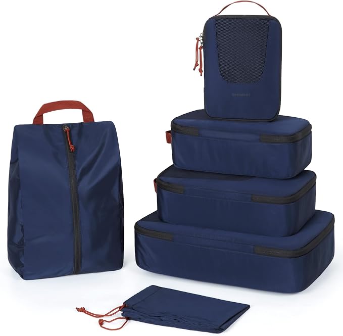 BAGSMART Compression Packing Cubes for Travel, 6/5/4set Lightweight Packing Organizers, Summer Travel Essentials Suitcase Organizer Bags Set by BAGSMART