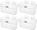 4 Pack Clear Acrylic Small Wall-Mounted Storage Baskets with Adhesive, No Drilling, Hanging Wall Mount Storage Bins for Kitchen, Pantry, Bathroom, RV by Veefos