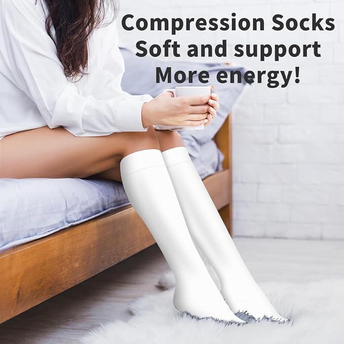 COOLOVER 4 Pairs Compression Socks for Women & Men Circulation 15-20mmHg -Best Support for Nursing, Athletic, Cycling, Flight - Image 4