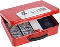 KYODOLED Red Safe Box with Digital Keypad Lock, Lock Box with Code for Personal Items, Metal Security Box for Cash, Passport, Jewelry, Ideal for Home, Office, Garage Sale, 11.8'' x 9.4'' x 3.5'' by KYODOLED