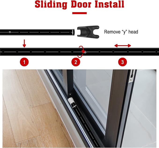 SecurityMan 2-in-1 Door Security Bar & Sliding Patio Door Security Bar (2 Pack) via Interchangeable Caps - Constructed of High Grade Iron - Black - Image 7