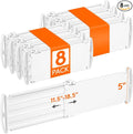 Lifewit 5" Tall Drawer Dividers, Adjustable Deep Drawer Organizer Clothes | 11.5"-18.5" Expandable Plastic Separators for Dresser, Kitchen, Cabinet, Nursery, Office, Socks & Underwear Storage, 8 Pack by Lifewit