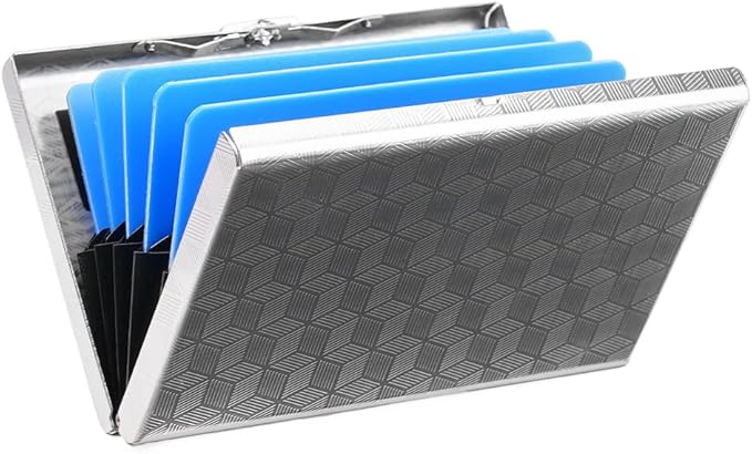 Slim Credit Card Holder RFID Blocking Credit Card Stainless Steel Metal Wallet Business Card Cases with 6 Slots Men for Women by LOUEBICA