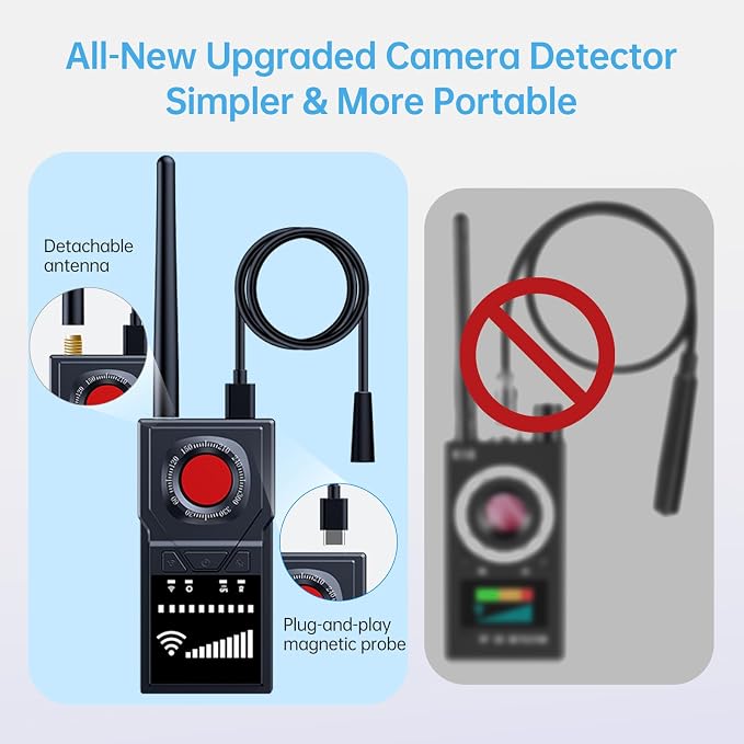 Multifunctional Hidden Camera Detector & GPS Detector With Silent Mode | Anti-spy Detector GPS 6 Modes，Bug Detector Listening Device Detector for Travel, Hotel, Car Privacy Protection with LED - Image 4