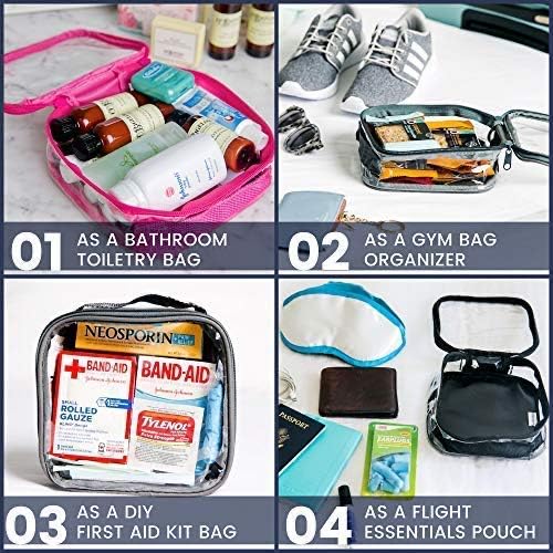 Clear TSA Approved 3-1-1 Travel Toiletry Bag for Carry On/Quart Size Transparent Liquids Pouch for Airport Security/Reusable See Through Vinyl & PVC Plastic Organizer Men Women (Black) - Image 7