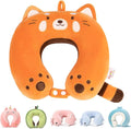 Kids Travel Neck Pillow for Ages 3-8 with Memory Foam, Red Panda | Removable cover, 13 in neck size, machine washable, hidden zipper, head and chin support, car seat and airplane use by NiuniuDaddy