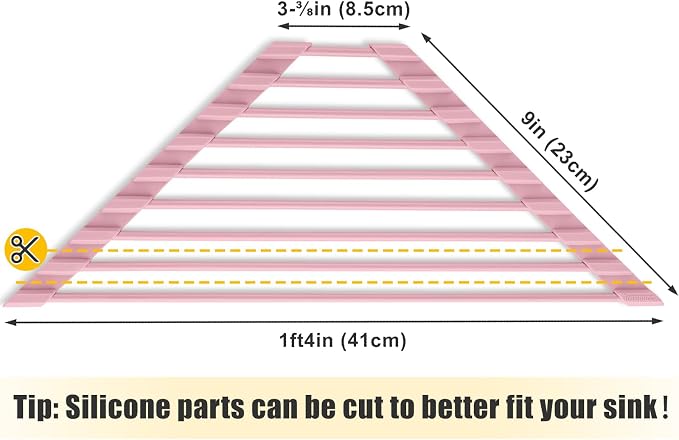 Tomorotec Triangle Roll Up Dish Drying Rack with Silicone Coating, Pink | 304 Stainless Steel with BPA-Free Silicone, Triangle Design Maximizes Sink Corner Space, Fits Compact Kitchens And RVs - Image 5