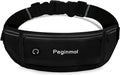 Slim Running Belt Fanny Pack, Waist Pack Bag for Women Men, Running Pouch for Phone Waterproof Reflective with 3 Pouches, Running Phone Holder for Sports, Traveling (Black) by Peginmol