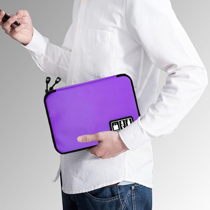 Lcsmaokin Electronics Travel Organizer,Portable Waterproof Electronic Travel Storage Bag for Small Charging Cord Storage,Charger,SD Card etc,for Travel,Business-Purple Green - Image 6