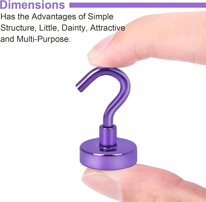 DIYMAG Magnetic Hooks 20pcs 30lbs Cruise Essentials 2026 Magnet Hook Purple | Neodymium Heavy Duty Strong Magnets Hanging Ship Cabins Refrigerator Fridge Classroom Beach Vacation Kitchen Grills Home Tool - Image 5