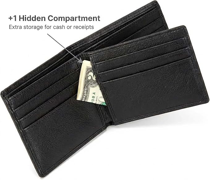 ID Stronghold Extra Capacity Bifold Wallet for Men - RFID Blocking Genuine Leather Wallet - Image 4