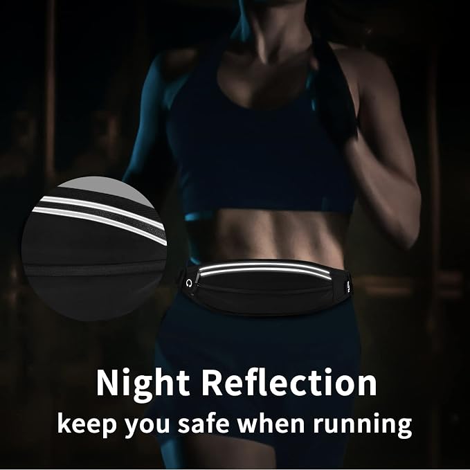 Running Belt Fanny Pack, Running Waist Pack for Women & Men USA Patented Hands-Free Reflective Runner Pouch Belt Fitness Workout Bag No-Bounce Adjustable Sport Travel Fanny Pack Cell (Black) - Image 5