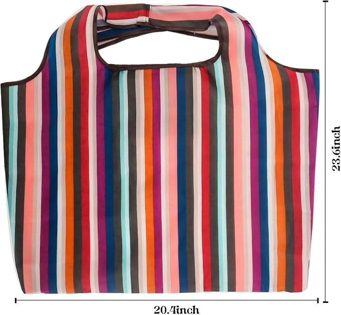 Reusable Grocery Bag 2 Packs Large Washable | Foldable Eco Friendly Nylon Heavy Duty Fits in Pocket Shopping Tote Bag (New Rainbow) - Image 4