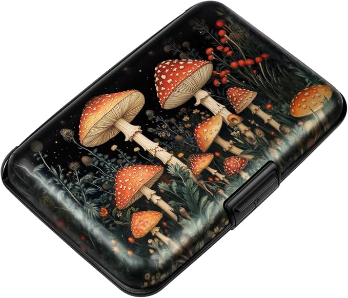 Coco Rossi Credit Card Holder RFID Aluminum Small Mini Wallet Women | Metal Wallet, Business Cards Holder, ID Case, Slim Sleeves, Womens Girls Gift, Carry Proof Wallets for Travel, Mushroom by Coco+Rossi