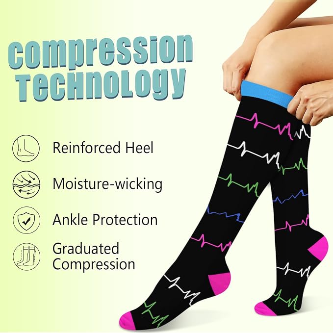 Copper Compression Socks 15-20 mmHg for Men & Women 8 Pairs – Circulation Support for Nurses, Travel, Running, Hiking, Soccer - Image 5